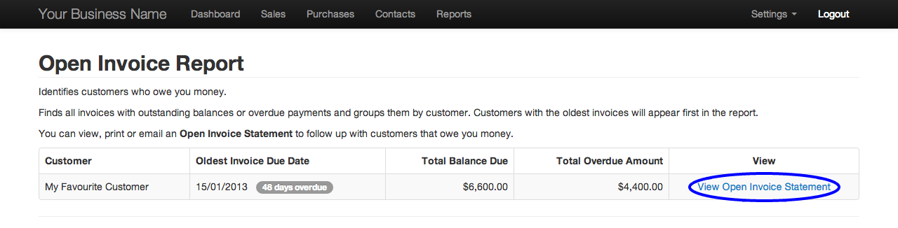 Open Invoice Report